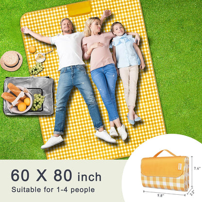 SAMSIER Large Outdoor Picnic Blankets Waterproof Foldable, Beach Blanket Sandproof Portable, Cute Picnic Mat Washable (Navy Blue, 60"×80")