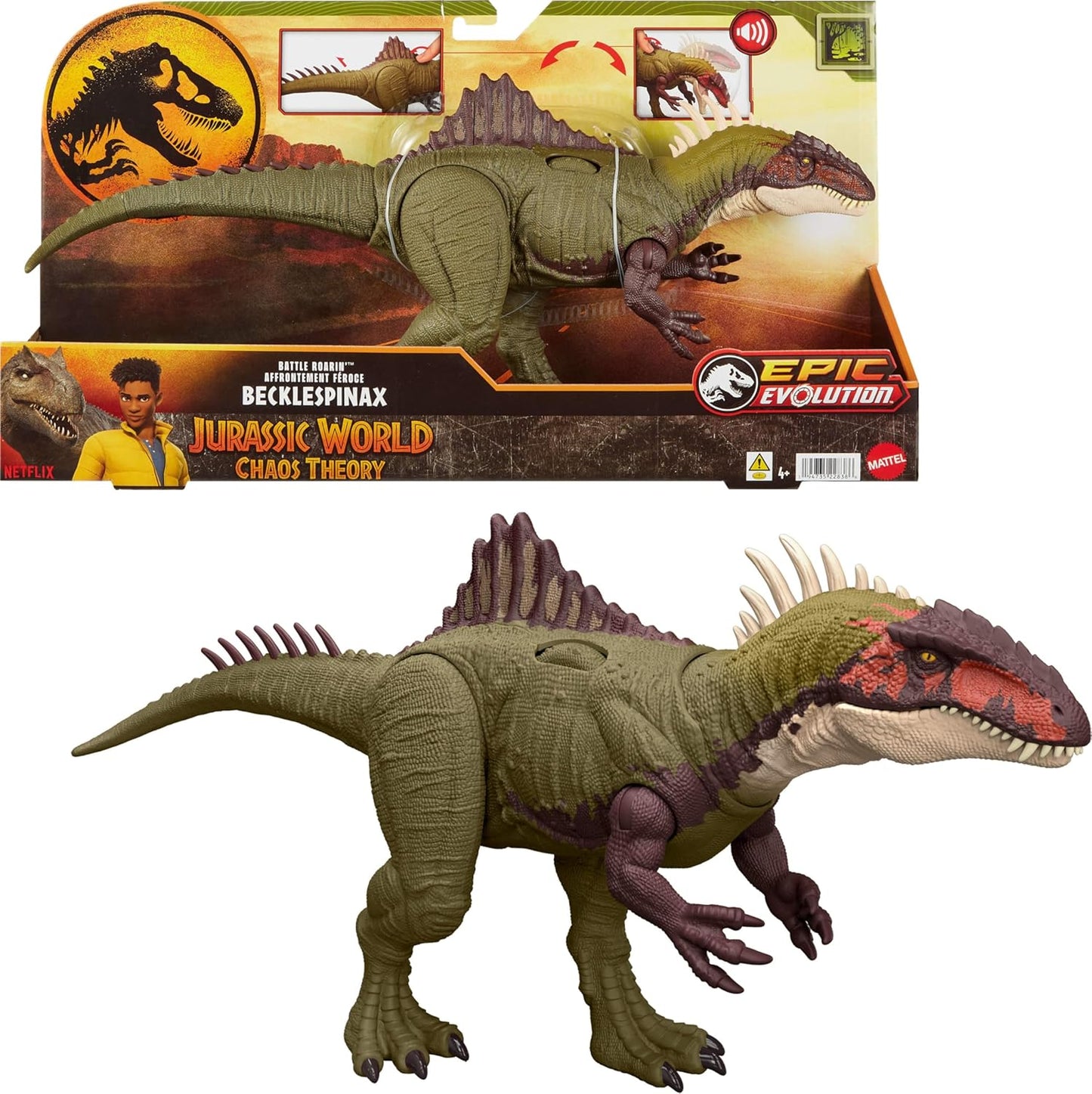 Large Interactive Dinosaur Action Figure with Sound Effects, Rampage Head Strike, Chomping Action, and Extending Spikes for Kids Ages 4+ - PuriLite