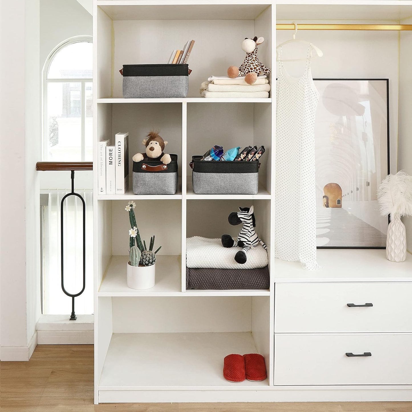 OrganiHaus Large Fabric Storage Baskets for Shelves 3 Pack, 15x11in Closet Storage Bins for Shelves, Cloth Baskets, Fabric Storage Cubes, Linen Closet Organizers, Fabric Basket, White Basket