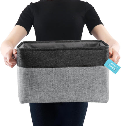 OrganiHaus Large Fabric Storage Baskets for Shelves 3 Pack, 15x11in Closet Storage Bins for Shelves, Cloth Baskets, Fabric Storage Cubes, Linen Closet Organizers, Fabric Basket, White Basket