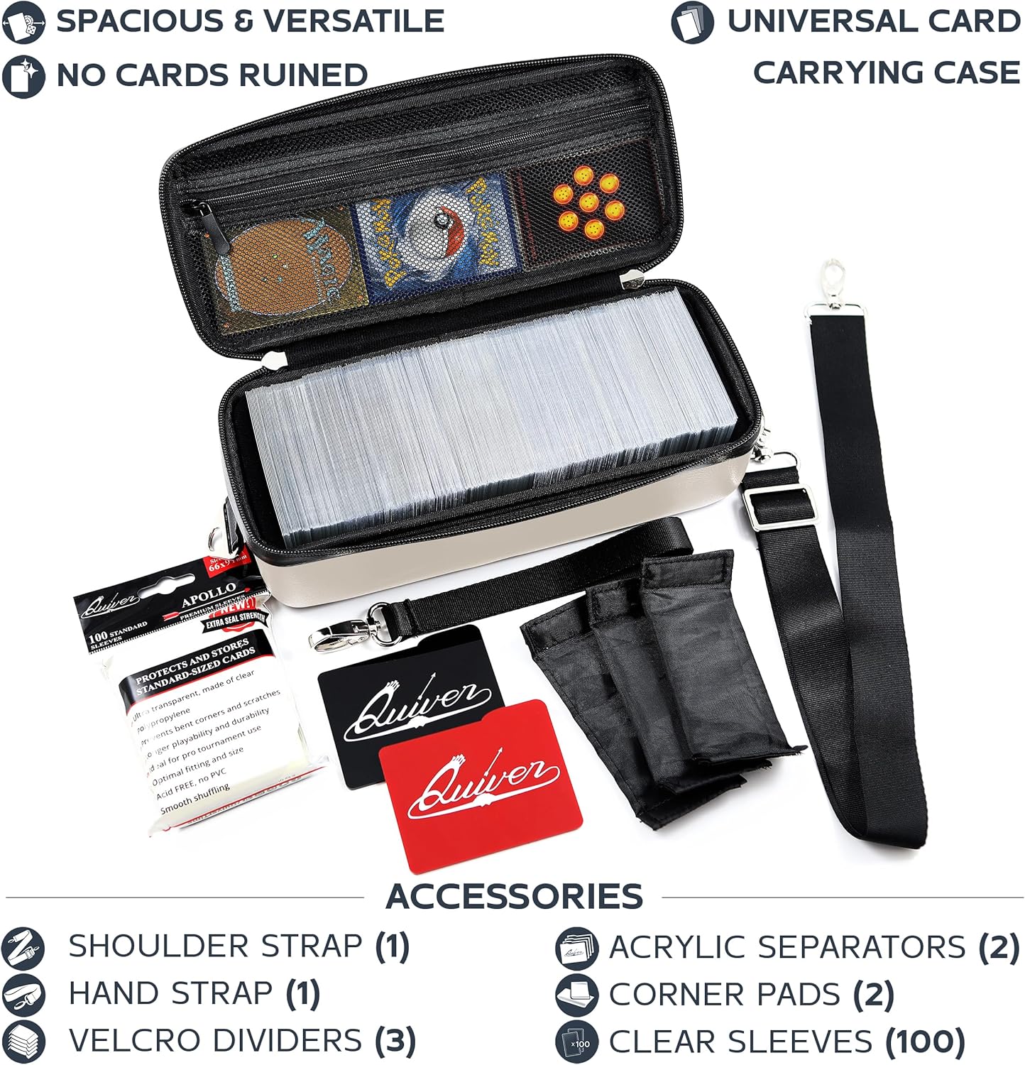 Pink Bolt Card Carrying Case - Playing Card Case Deck Box Storage, Compatible with TCG, Magic: the Gathering Commander MTG, YuGiOh & other Trading Cards (+ 100 Apollo Sleeves)