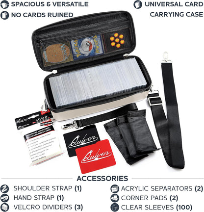 Pink Bolt Card Carrying Case - Playing Card Case Deck Box Storage, Compatible with TCG, Magic: the Gathering Commander MTG, YuGiOh & other Trading Cards (+ 100 Apollo Sleeves)
