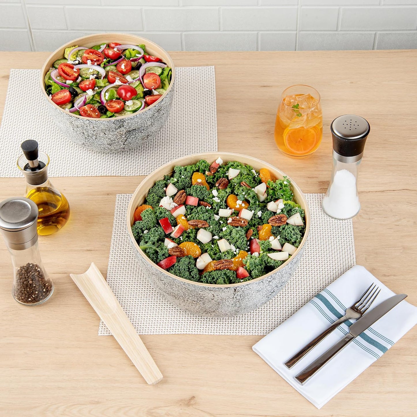 Restaurantware-Bambuddha 15 Ounce Small Salad Bowl, 1 Heavy-Duty Round Salad Bowl - Sustainable, Reusable, Black Bamboo Serving Dish, for Serving Salads, Fruits, and Appetizers