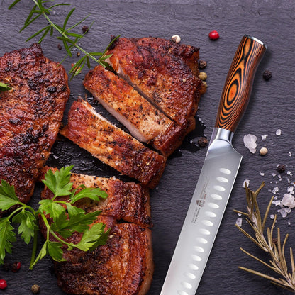 TUO Boning Knife - Razor Sharp Fillet Knife - High Carbon German Stainless Steel Kitchen Cutlery - Pakkawood Handle - Luxurious Gift Box Included - 7 inch - Fiery Phoenix Series
