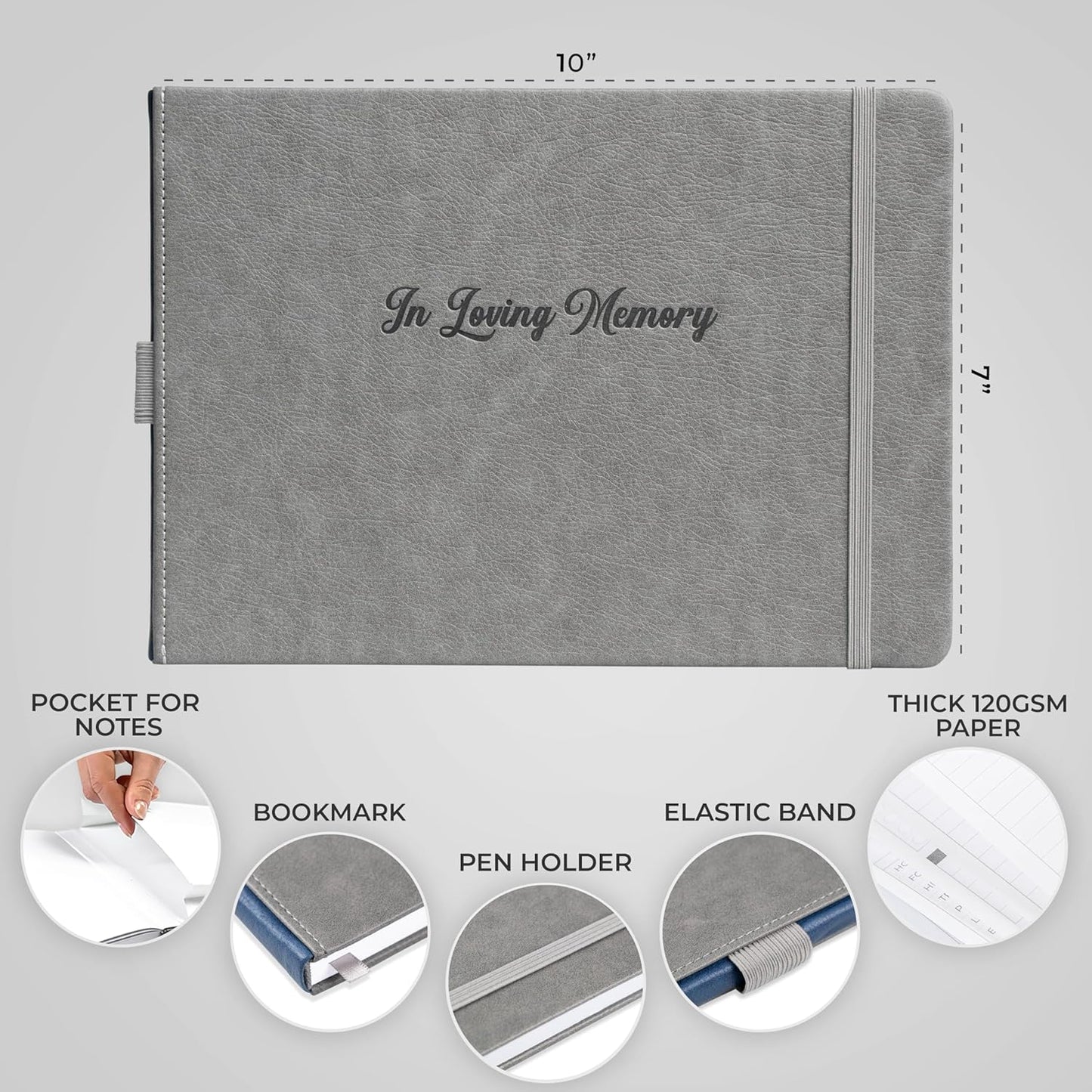 Skyline Funeral Guest Book for Memorial & Funeral Services – in Loving Memory Guest Sign in Book for Funerals – 738 Guest Entries with Name & Address, 129 Pages, Hardcover, 10x7″ (Purple) - PuriLite