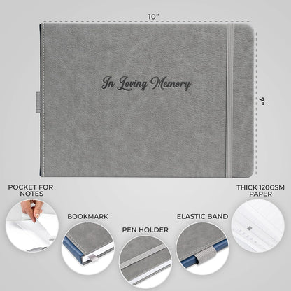 Skyline Funeral Guest Book for Memorial & Funeral Services – in Loving Memory Guest Sign in Book for Funerals – 738 Guest Entries with Name & Address, 129 Pages, Hardcover, 10x7″ (Purple) - PuriLite