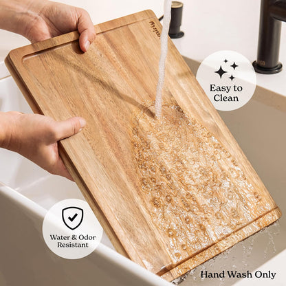 SMIRLY Wood Cutting Boards For Kitchen Meal Prep & Serving, Bamboo Cutting Board Set, Charcuterie Chopping Boards and Wooden Cutting Boards for Kitchen
