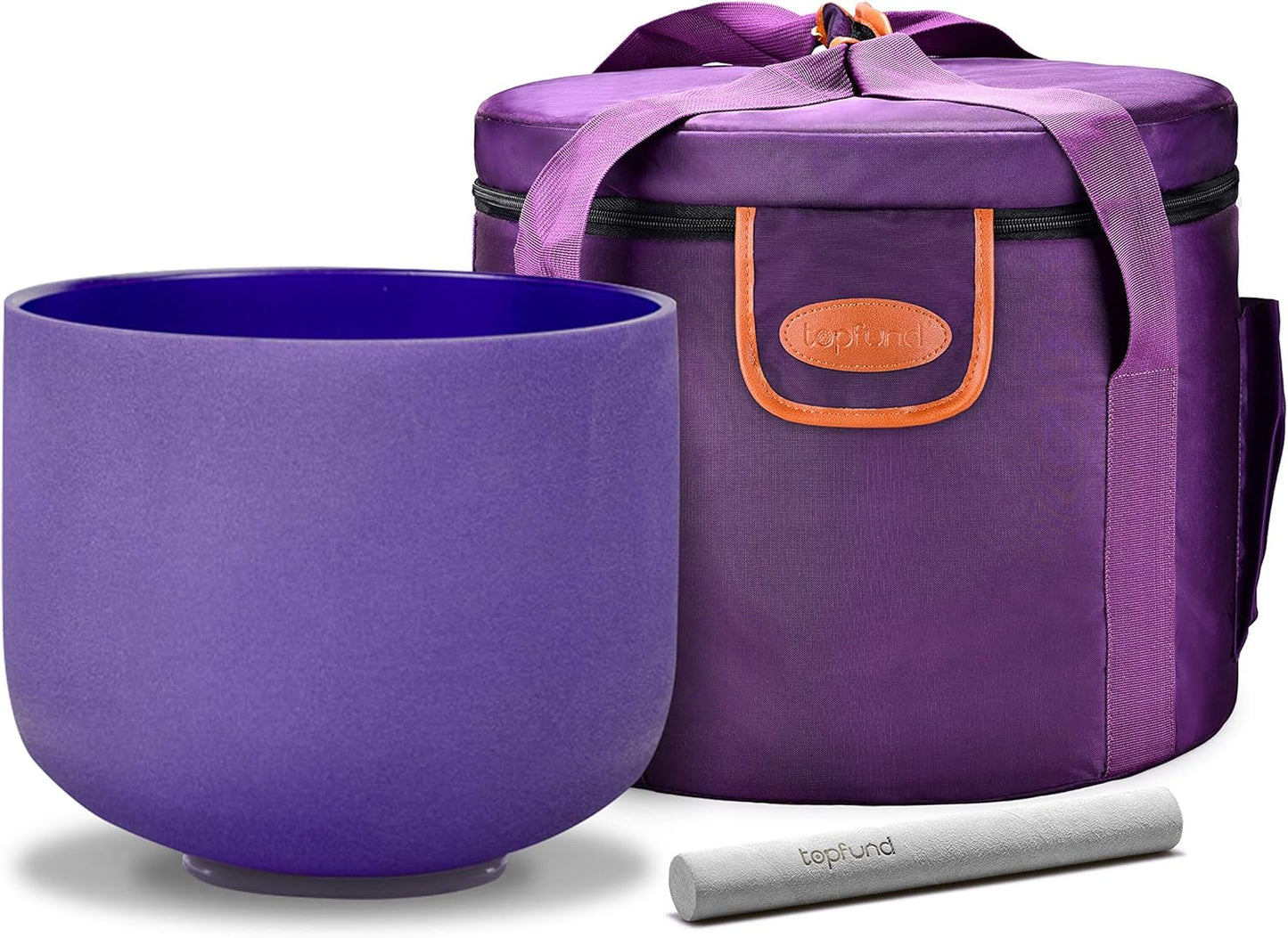 TOPFUND F Note Crystal Singing Bowl Heart Chakra 8 inch with Heavy Duty Carrying Case and Suede Striker