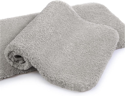 Bathroom Rugs Set 2 Pieces - Bath Rugs Ultra Soft Absorbent Non-Slip Fluffy Thick Microfiber Cozy Bath Mats Set for Tub Shower Bathroom Floors Accessories, 20"x32" & 16"x24" Set of 2 (Beige)