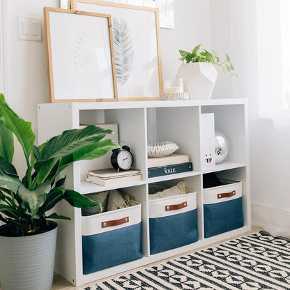 OrganiHaus Large Fabric Storage Baskets for Shelves 3 Pack, 15x11in Closet Storage Bins for Shelves, Cloth Baskets, Fabric Storage Cubes, Linen Closet Organizers, Fabric Basket, White Basket