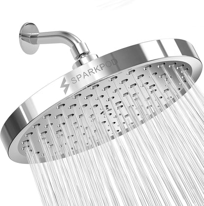 SparkPod Shower Head - High Pressure Rain - Premium Quality Luxury Design - 1-Min Install - Easy Clean Adjustable Replacement for Your Bathroom Shower Heads (Luxury Polished Chrome, 6 Inch Round)