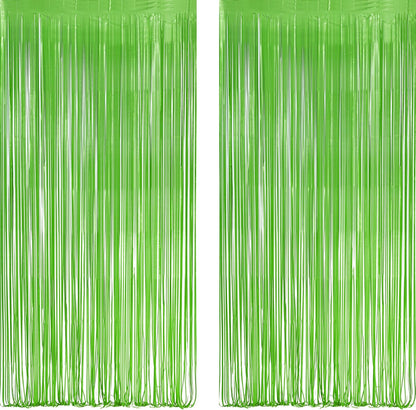 GREATRIL Iridescent Party Tinsel Fringe Backdrop Decorations - Holographic Foil Streamers Curtain for Mermaid/Under The Sea/Frozen/Ocean/Disco/Birthday Themed 3.2ft x 6.5ft - 2 PCS