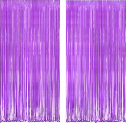 BRAVESHINE Pink Glitter Tinsel Foil Fringe Curtain - 2 Pcs 3.2x8.2 ft Metallic Party Supplies Photo Backdrop for Girl Princess Birthday Unicorn Bachelorette Butterfly Bridal Shower Party Decorations