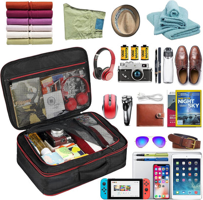 Mogplof Carry on Backpack, Airline Flight Approved Travel Backpack for Men, WOmen 40L Extra Large Expandable Water Resistant Backpack Lightweight Daypack Perfect Fit for 17 17.3 Inch Laptop, Black