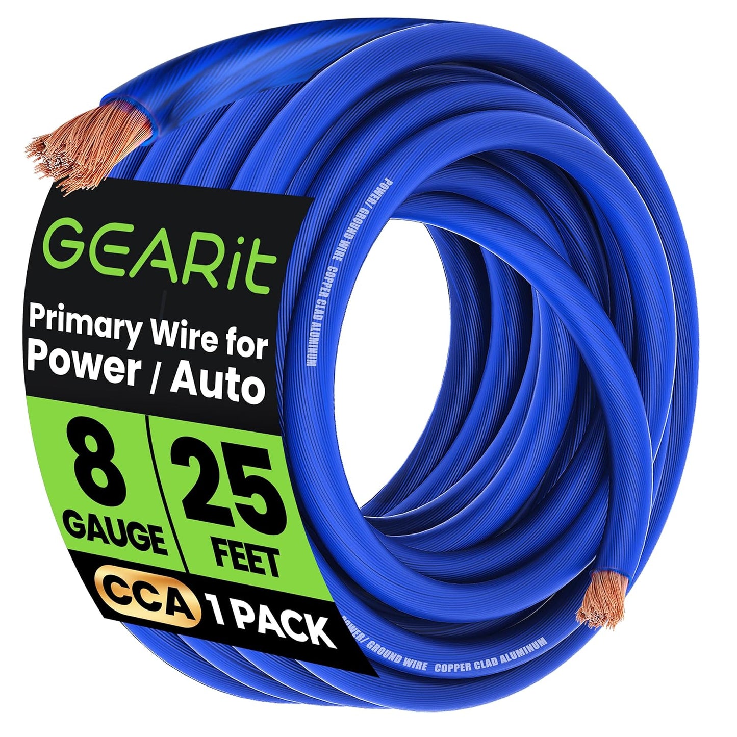 GEARit, 8 Gauge Wire, for Automotive Power/Ground, Battery Cable, Car Audio, RV, Amp, CCA, Automotive Wire, Amp Kit, Battery Cables, Wiring Kit, (25 feet Each- Black/Red)