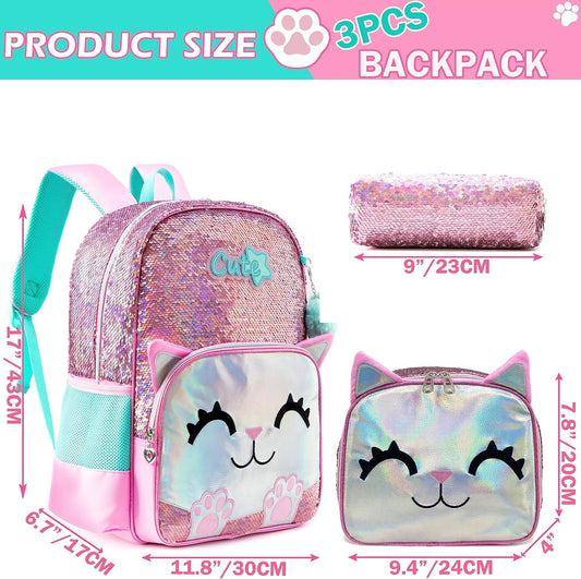 Cute Backpack for Girls School Backpacks with Lunch Box for Elementary - PuriLite