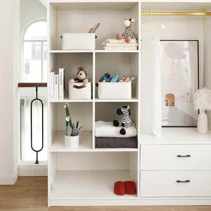 OrganiHaus Large Fabric Storage Baskets for Shelves 3 Pack, 15x11in Closet Storage Bins for Shelves, Cloth Baskets, Fabric Storage Cubes, Linen Closet Organizers, Fabric Basket, White Basket