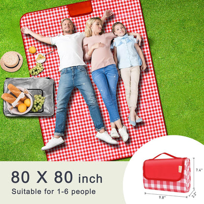 SAMSIER Large Outdoor Picnic Blankets Waterproof Foldable, Beach Blanket Sandproof Portable, Cute Picnic Mat Washable (Navy Blue, 60"×80")