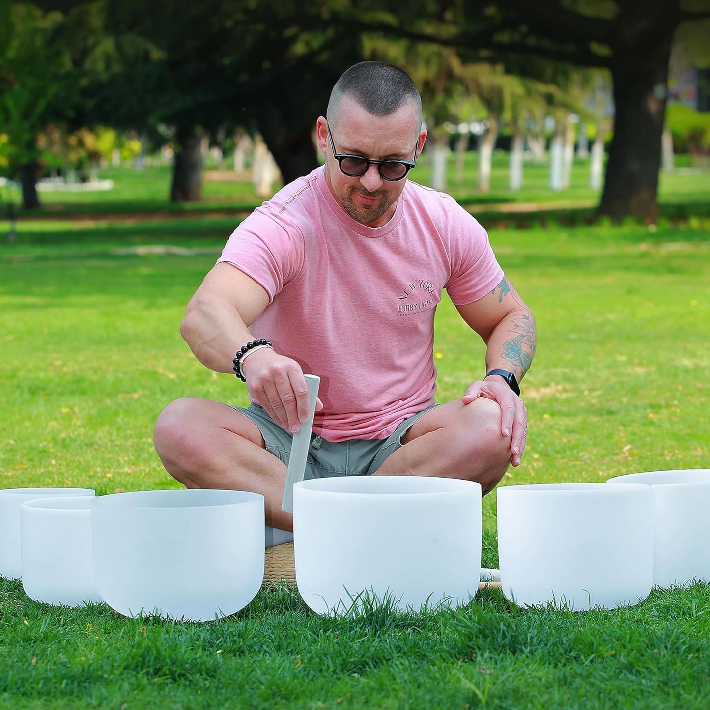 TOPFUND F Note Crystal Singing Bowl Heart Chakra 8 inch with Heavy Duty Carrying Case and Suede Striker