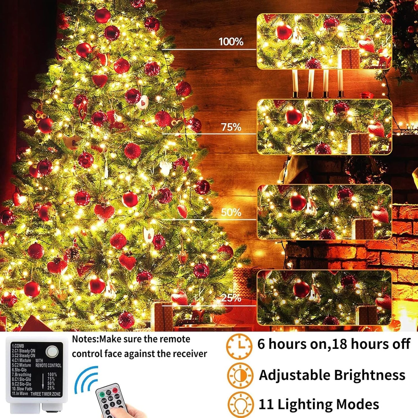 Haili Halloween Lights Outdoor, 105 FT 300 LED Halloween String Lights with Memory Function, Plug in 8 Mode String Lights for Halloween,Christmas,Party, Patio, House Decoration (Purple Orange)