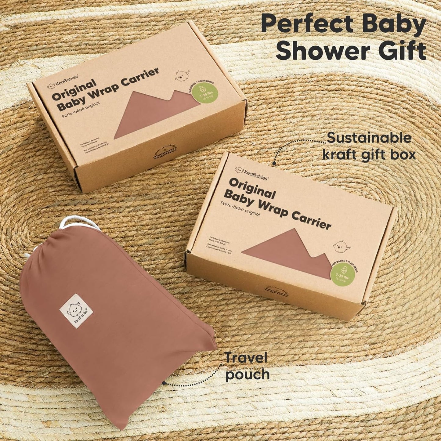 KeaBabies Baby Wrap Carrier - All in 1 Original Baby Carrier Newborn To Toddler Sling, Easy to Wear, Hands Free Bonding, Lightweight, Breathable Infant Wraps (Trendy Black)