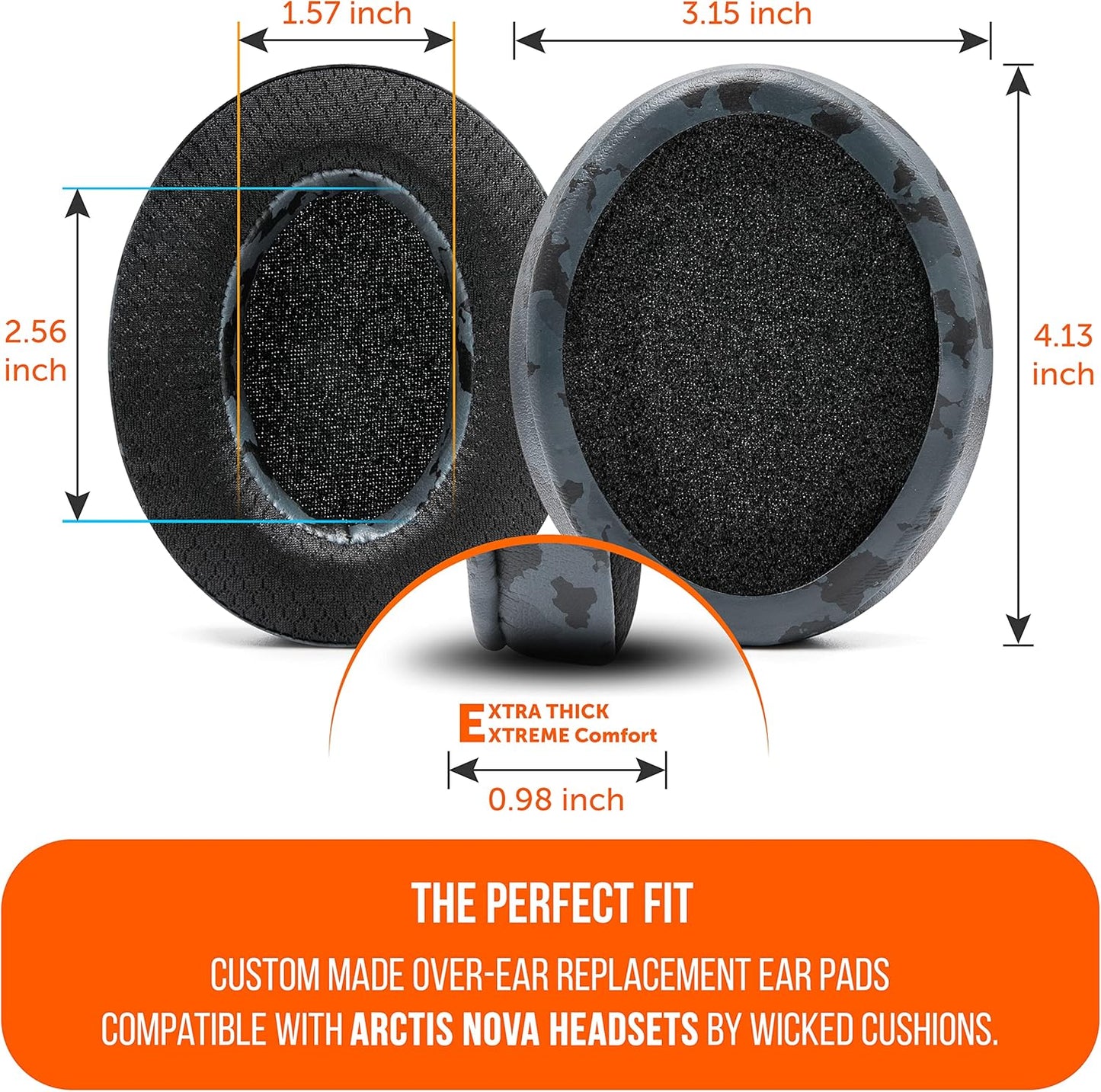 WC Freeze for Arctis Nova - Hybrid Fabric Cooling Gel Replacement Earpads for Arctis Nova Pro Wired, Nova 7, 5, 4, 3, 1 - Made by Wicked Cushions (Does Not Fit Nova Pro Wireless) | Black