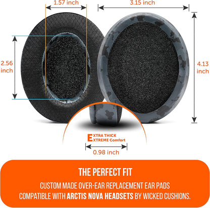 WC Freeze for Arctis Nova - Hybrid Fabric Cooling Gel Replacement Earpads for Arctis Nova Pro Wired, Nova 7, 5, 4, 3, 1 - Made by Wicked Cushions (Does Not Fit Nova Pro Wireless) | Black