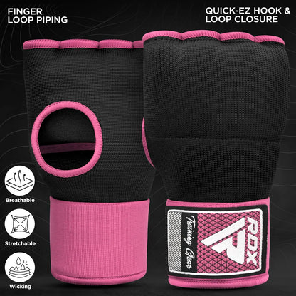 RDX Gel Boxing Hand Wraps Inner Gloves, Quick 100cm Long Wrist Straps, Elasticated, Padded Fist Hand Protection, Muay Thai MMA Martial Arts Punching Speed Bag Training Bandages, Under Mitts Handwraps