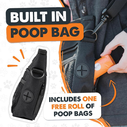 Mighty Paw Dog Treat Pouch 2.0 | Pet Training Hands-Free Snack Bag w/Strap. Holds 2 Cups Kibble, Phone & Keys. Magnetic Clasp & Waist Belt Clip. Includes 1 Roll of Poop Bags (Green/Grey)