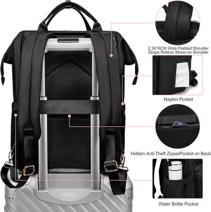 Laptop Backpack for Women Men, Water Resistant Travel Work Backpacks Purse Stylish College Business Teacher Nurse Computer Bag, Fits 17.3" Laptop Light Blue