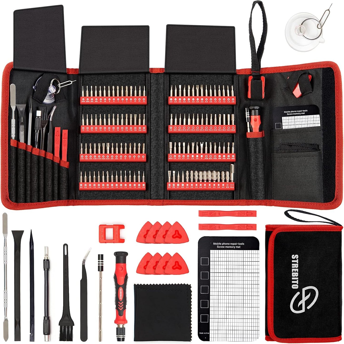 STREBITO 142-in-1 Precision Screwdriver Set – Magnetic Electronics Repair Tool Kit with 120 Bits, Flexible Shaft & Storage Bag - PuriLite