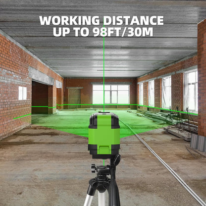 Huepar Green Cross Line Laser Level with 40in Tripod, Self-Leveling Within 4 Indoor Laser Leveler Tool, 100Ft Max Working Range in Low Light, for Picture Hanging, Tile Installation, Home Renovation