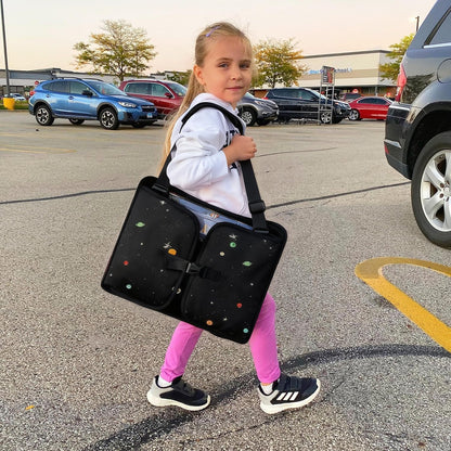Kids Travel Tray for Car Seat | Portable Lap Desk with Dry Erase Drawing Board, Tablet Holder & Cooler Cup Holder