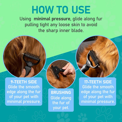 Maxpower Planet Pet Grooming Brush - Double Sided Shedding, Dematting - Undercoat Rake for Dogs - Dog Grooming Brush - Deshedding Brush for Dogs - Dog Brush, Cat Brush, Reduce Shedding by 95%, Black