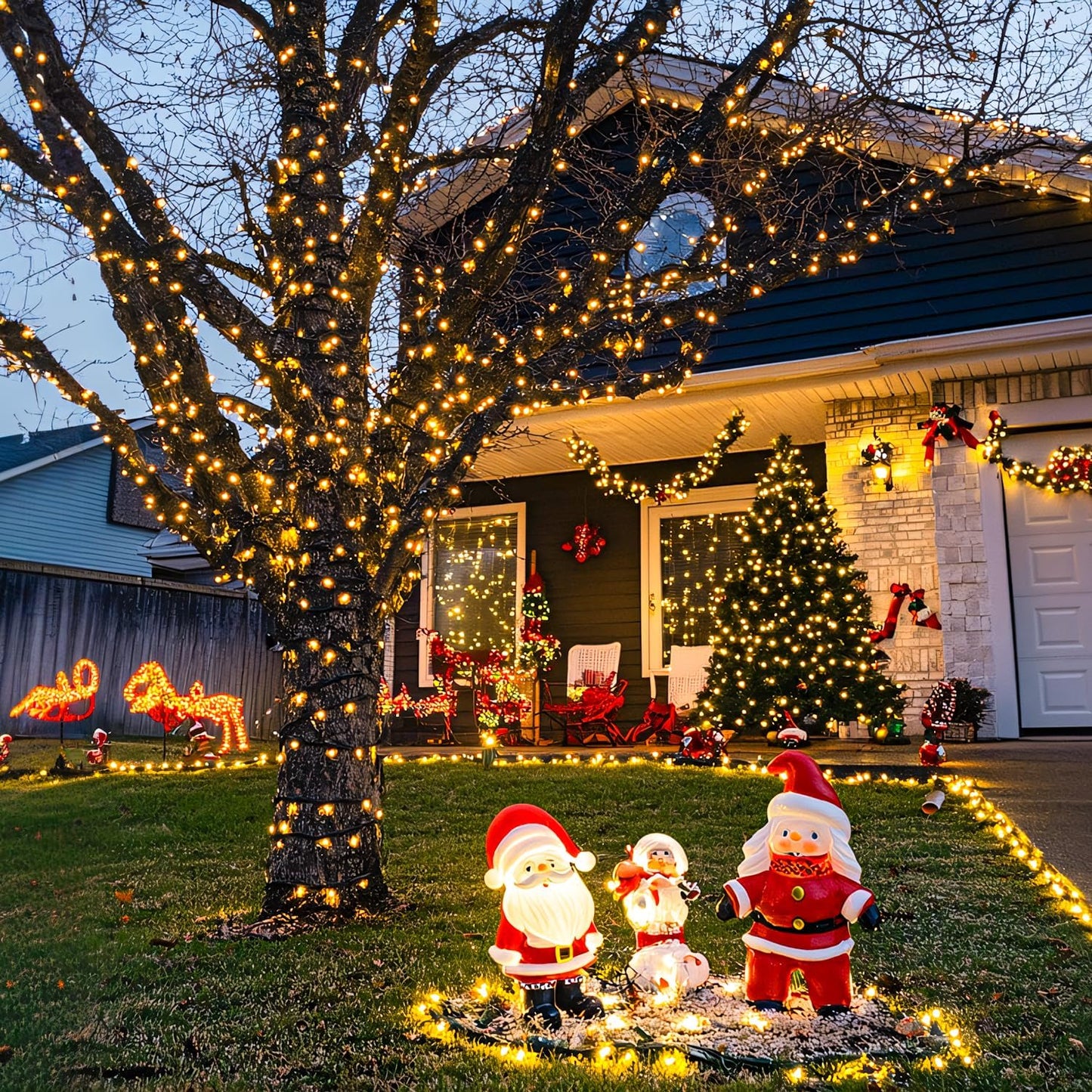 JMEXSUSS 2 Pack 75.5ft Orange Solar Christmas Lights, Total 400 LED Solar String Lights Outdoor Waterproof, 8 Modes Orange Halloween Lights for Tree Patio Garden Thanksgiving Halloween Decorations