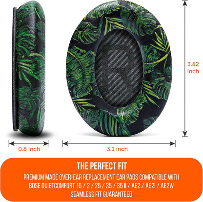 WC Wicked Cushions Upgraded Replacement Ear Pads for Bose QC35 & QC35ii (QuietComfort 35) Headphones & More - Softer Leather, Luxurious Memory Foam, Added Thickness, Extra Durability | Navy Tiger
