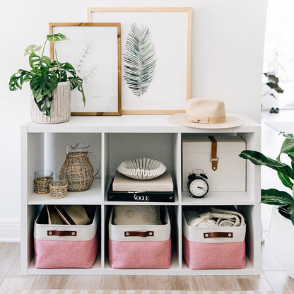 OrganiHaus Large Fabric Storage Baskets for Shelves 3 Pack, 15x11in Closet Storage Bins for Shelves, Cloth Baskets, Fabric Storage Cubes, Linen Closet Organizers, Fabric Basket, White Basket