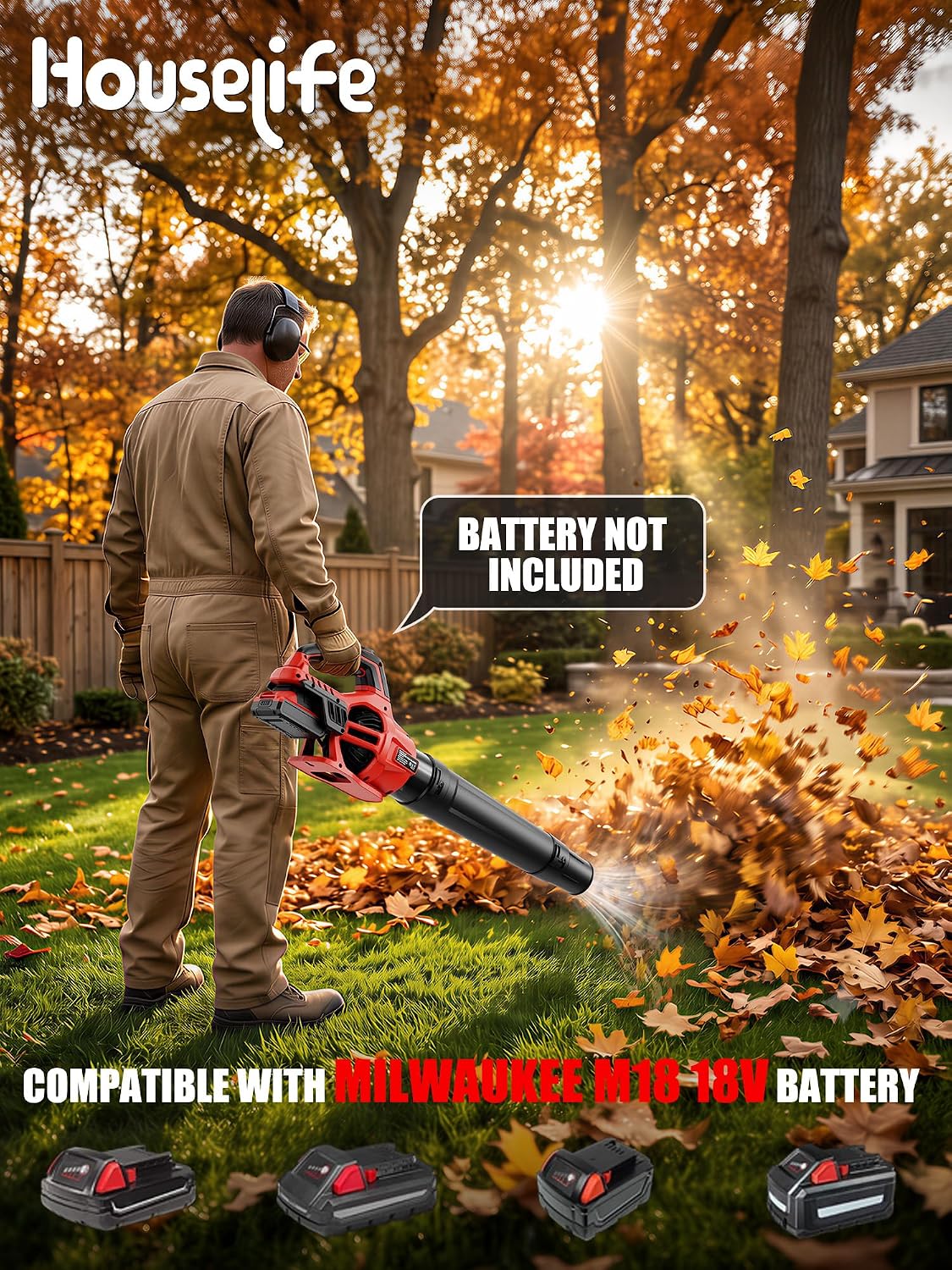 800 CFM Leaf Blower Cordless Compatible with Milwaukee 18V M18 Battery