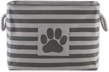 DII Bone Dry RoundSmall Pet Toy and Accessory Storage Bin, 12"(Dia) x9(H), Collapsible Organizer Storage Basket for Home Decor, Pet Toy, Blankets, Leashes and Food-Gray Stripes