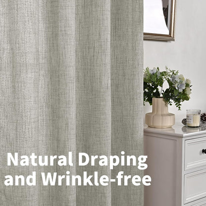 YoungsTex Natural Linen Curtains 84 Inch Long for Living Room Bedroom Grommet Top Light Filtering Privacy Linen Textured Window Semi Sheer Drapes, 2 Panels, 52x84 Inch, Natural