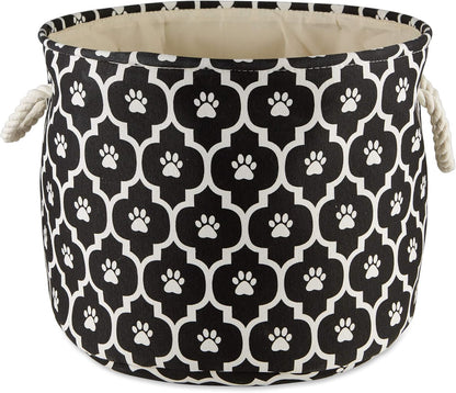 DII Bone Dry RoundSmall Pet Toy and Accessory Storage Bin, 12"(Dia) x9(H), Collapsible Organizer Storage Basket for Home Decor, Pet Toy, Blankets, Leashes and Food-Gray Stripes