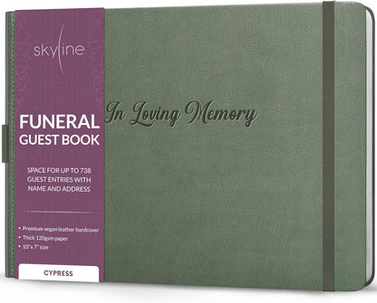 Skyline Funeral Guest Book for Memorial & Funeral Services – in Loving Memory Guest Sign in Book for Funerals – 738 Guest Entries with Name & Address, 129 Pages, Hardcover, 10x7″ (Purple) - PuriLite