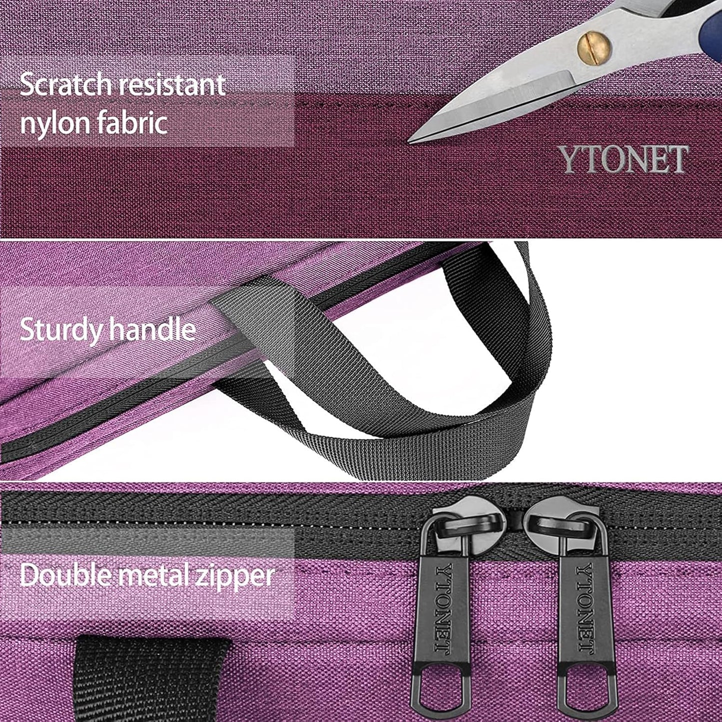 Ytonet Laptop Sleeve, 15.6 inch TSA Laptop Bag Laptop Case Water Resistant Computer Carrying Bag Compatible for Lenovo, HP, Dell, Asus Notebook, Gifts for Men Women, Grey