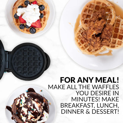 Nostalgia MyMini Personal Electric Waffle Maker, 5-Inch Cooking Surface, Waffle Iron for Hash Browns, French Toast, Grilled Cheese, Quesadilla, Brownies, Cookies, Aqua