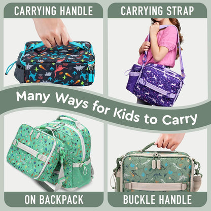 Bentgo® Kids Lunch Bag - Durable, Double Insulated, Water-Resistant Fabric, Interior & Exterior Zippered Pockets, Water Bottle Holder - Ideal for Children 3+ (Shark)