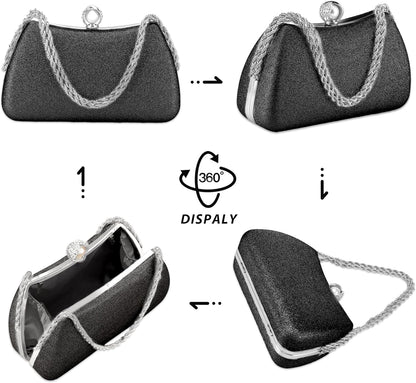 Buric Evening Clutch Bag for Women Glitter Shiny Dress Purse Wedding Bride Handbags Evening Clutches for Cocktail Party