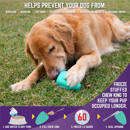 Chew King Premium Treat Dog Toy, L, Extremely Durable Natural Rubber Toy, Pack of 2