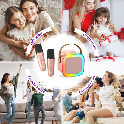 Karaoke Machine for Kids Adults, Portable Bluetooth Mini Karaoke Microphone Singing Speaker Karaoke Player with 2 Wireless Mic Toys for All Smartphones,Birthday, Family,Home Party (Purple)