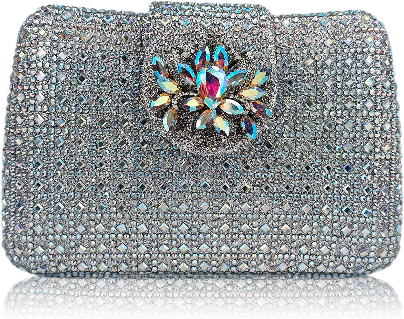 Sparkly Rhinestone Unique Evening Bag Women Floral Clutch Handbag Shoulder Bags