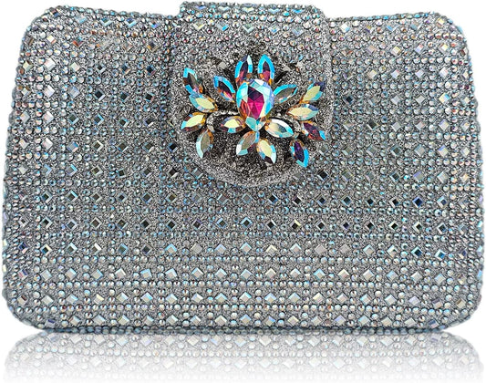 Sparkly Rhinestone Unique Evening Bag Women Floral Clutch Handbag Shoulder Bags
